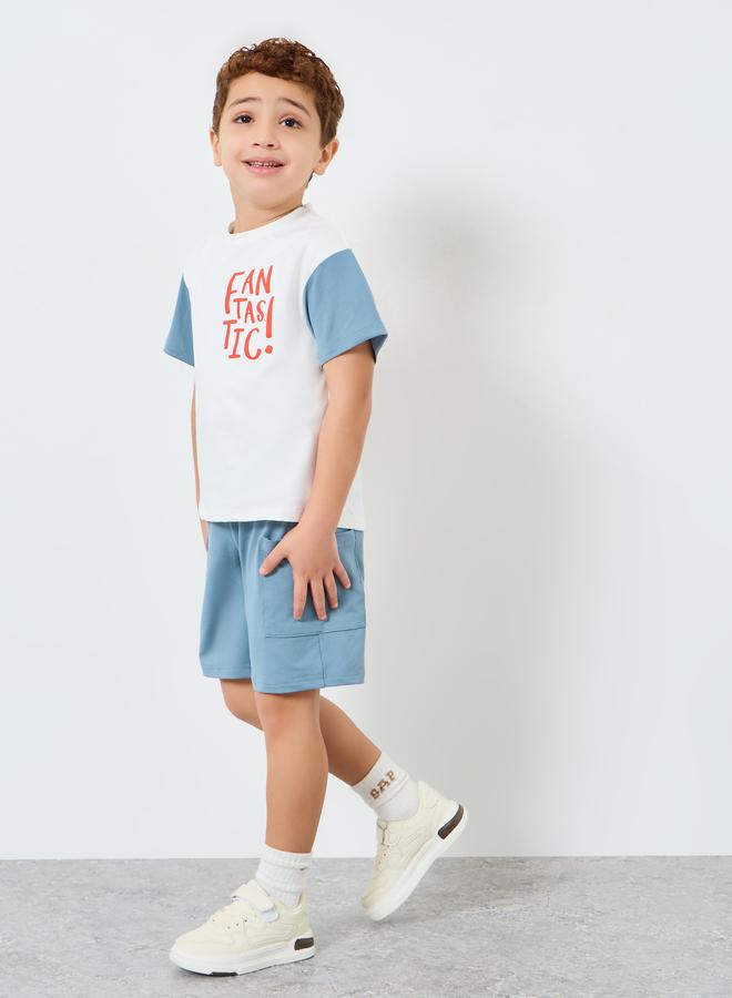 ستايلي مجموعة من شورت وتيشيرت بنمط كتل الالوان - Image 2